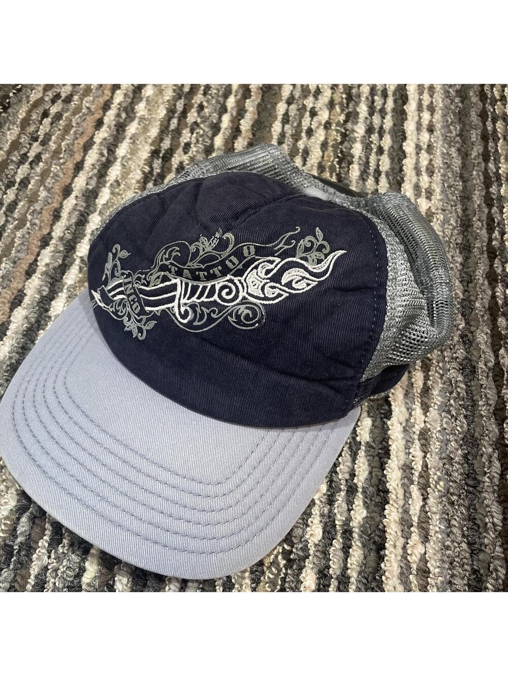 VTG JNCO Premium Headwear Y2K Baseball Cap Hat OS Torch Tattoo Mesh Embroidered
